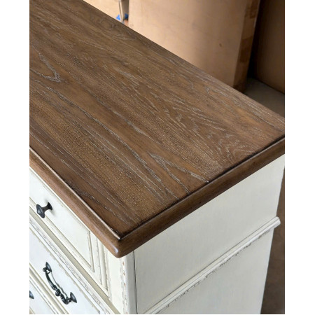 B747 - 31 : Tủ 6 Ngăn Kéo Giả Cổ - Màu Trắng Sương Mù